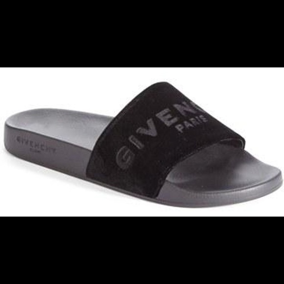 black velvet slides